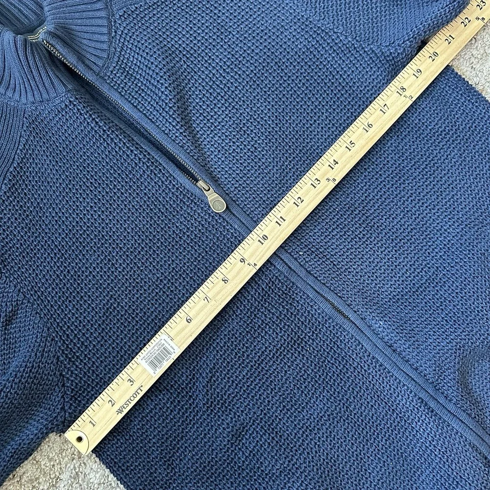Pendleton Men's Dark Blue Size M Full Zip Cardigan Sweater‎ Roll Up Sleeve